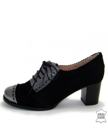 small size women zoo calzados Black derbies with heels "ZC0063"