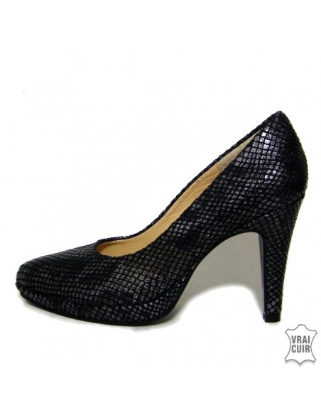 Shiny snake-effect pumps "1301-p" small sizes for party women