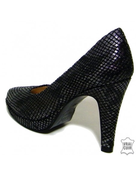 Shiny snake-effect pumps "1301-p" small sizes for party women