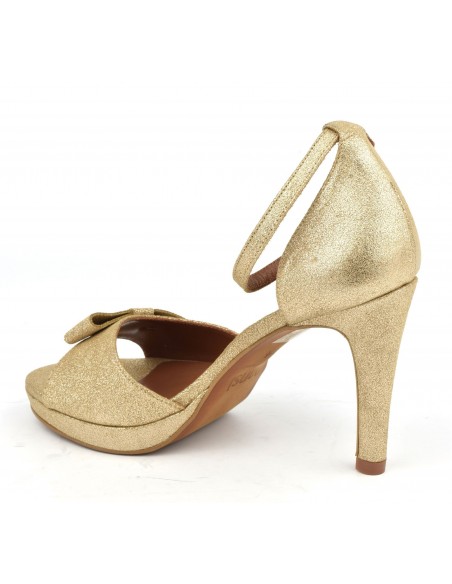 Dress sandals, gold glitter leather, 8478, Dansi