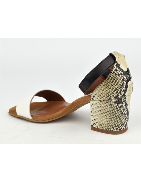White leather and snake sandals, 8539, Dansi