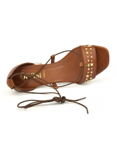 Smooth brown leather sandals, 8382, Dansi
