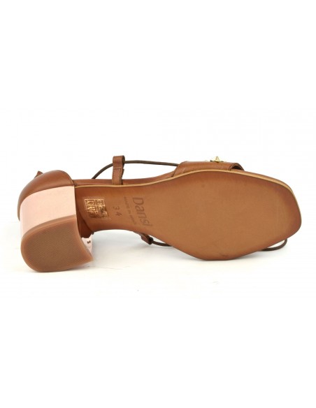Smooth brown leather sandals, 8382, Dansi