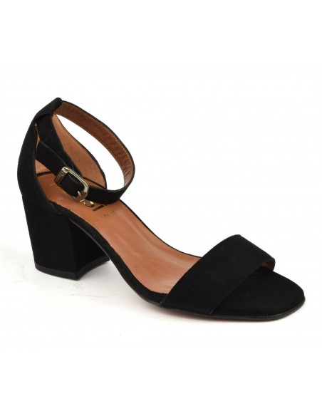Black suede leather sandals, 8359