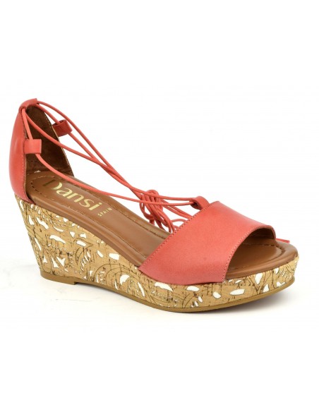 Coral smooth leather wedge sandals, 8330, Dansi, women small sizes