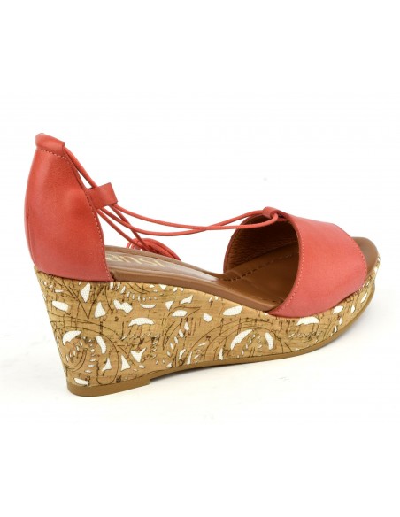 Coral smooth leather wedge sandals, 8330, Dansi