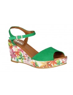 Wedge sandals, green suede, 8332, Dansi, women small sizes