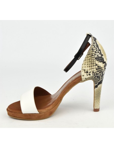 White leather and snake sandals, 8483, Dansi