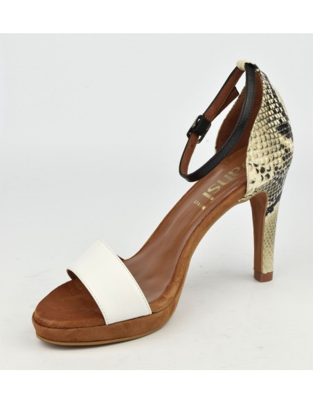 White leather and snake sandals, 8483, Dansi