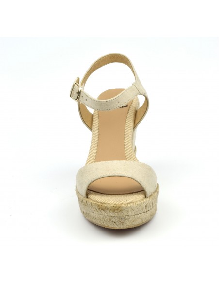 Wedge sandals, beige suede, Agnes, Toni Pons