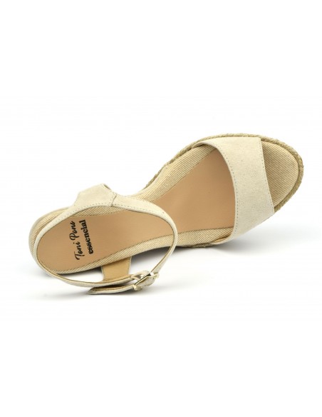 Wedge sandals, beige suede, Agnes, Toni Pons