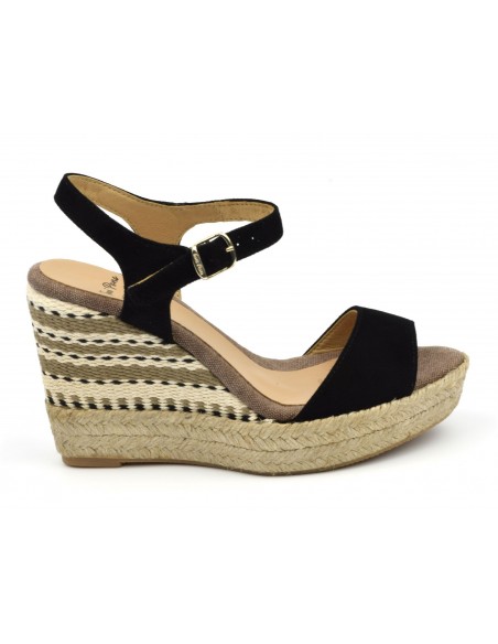 Wedge sandals, black suede, Alexia, Toni Pons