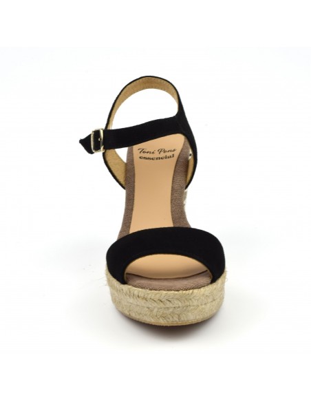 Wedge sandals, black suede, Alexia, Toni Pons