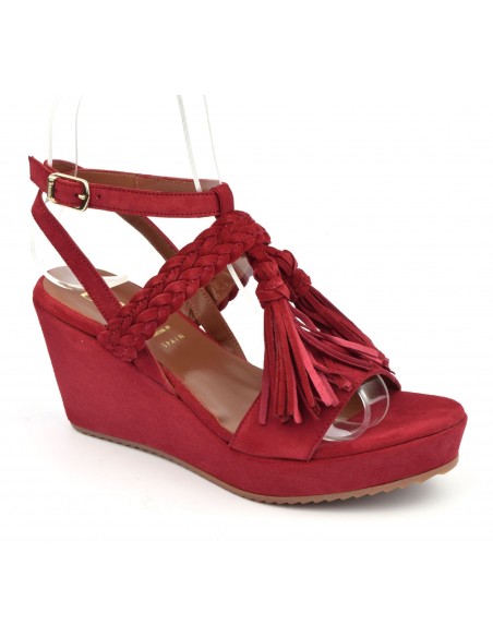 Wedge sandals red suede, 5004, Dansi, woman small sizes