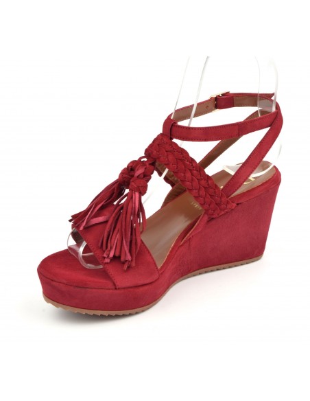 Wedge sandals red suede, 5004, Dansi