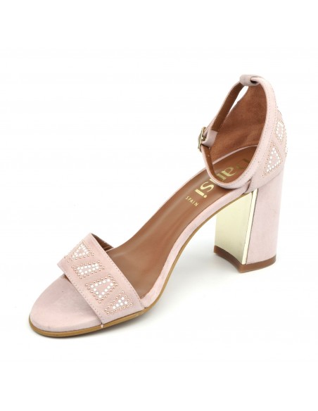 Powder pink suede leather sandals, 8503, Dansi