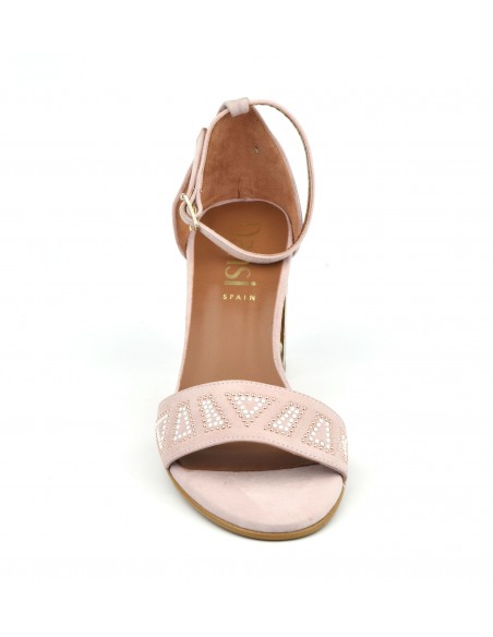 Powder pink suede leather sandals, 8503, Dansi