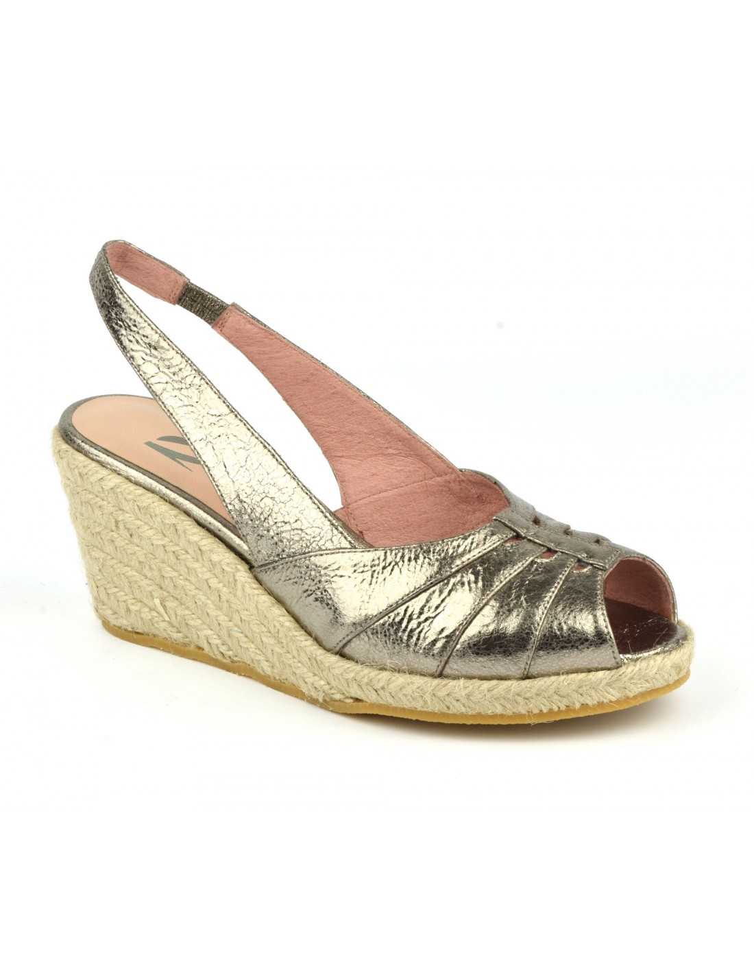 Wedge sandals, gold metallic leather, ZC0303J, Zoo Calzados