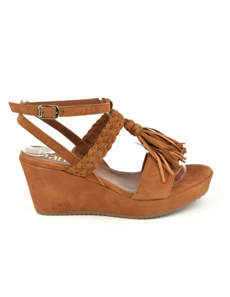 Wedge sandals cognac brown suede, 5004, Dansi, small sizes