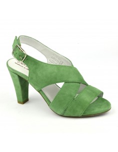 Comfort sandals, green suede leather, Valkyrie, Bella B, small woman