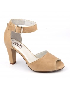 Ankle sandals, smooth nude leather, Varty, Bella B, women small size