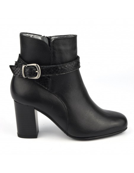 Ankle boots, boots, elegant straps, smooth black leather, small sizes, Blair, Bella B
