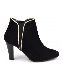 Ankle boots with elastic thread, nubuck leather, black, Vallas, Bella B, women small sizes