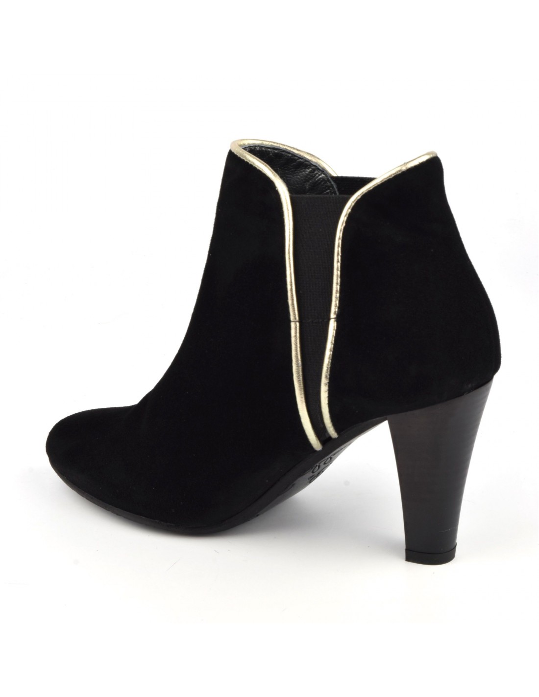 Ankle boots with elastic threading, nubuck leather, black, Vallas, Bella B