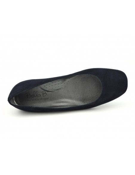 Ballerinas, trotters, suede leather, navy blue, Squint, Bella B