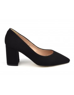 Zapatos de salón, puntas puntiagudas, gamuza, negro, XA0270, Xaira, mujer talla pequeña