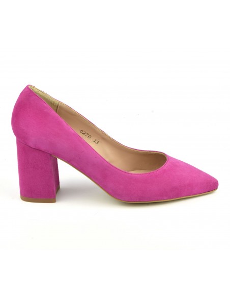 Pumps, pointed toes, suede leather, fuschia pink, XA0270, Xaira, size 33