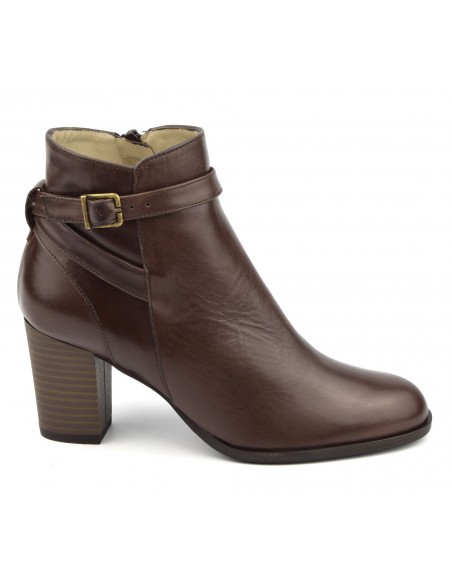 Dark brown smooth leather ankle boots, FZ97588, Brenda Zaro, women small sizes