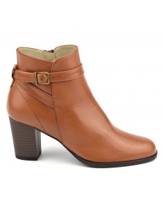Cognac smooth leather ankle boots, FZ97588, Brenda Zaro, women small sizes