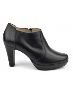 Low boots plateforme cuir lisse noir, F97509, Brenda Zaro, femme petites tailles