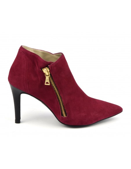 Stiletto heel ankle boots, red suede leather, F97525, Brenda Zaro, woman small size