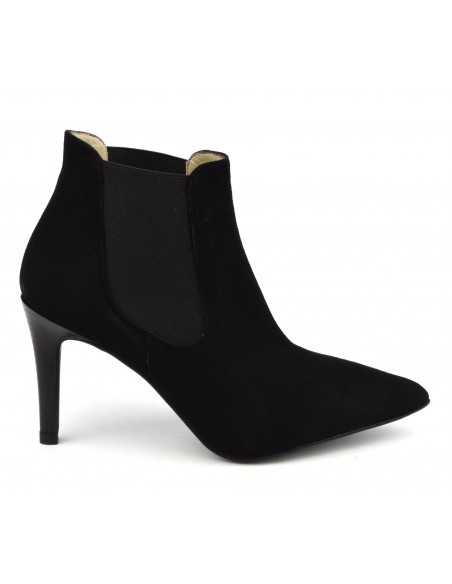 Stiletto heel boots, black suede leather, F97523, Brenda Zaro, women small size