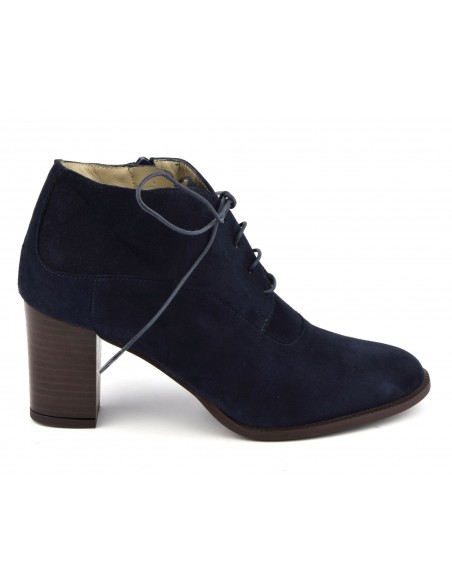 Navy suede leather lace-up ankle boots, F2425, Brenda Zaro, women small size