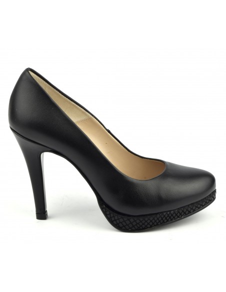 Pumps, platform, smooth leather, black, 9669, Maria Jamy, stilettos, woman small sizes