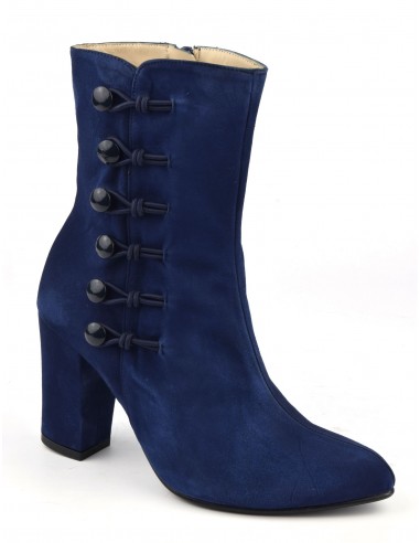Bottines cuir daim bleu roi, tige haute, MI-654, Maria Jamy