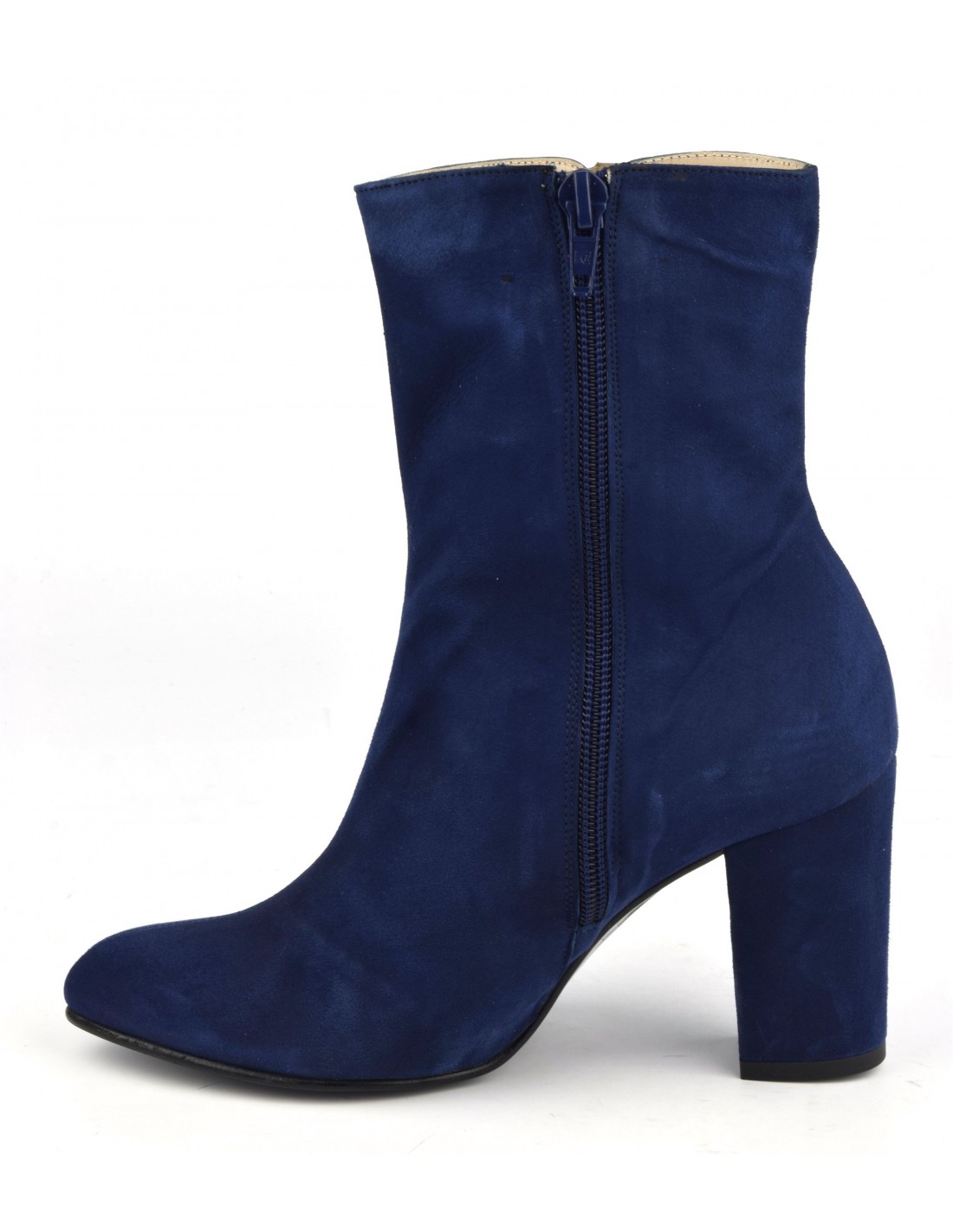 Royal blue suede leather ankle boots, high upper, MI-654, Maria Jamy