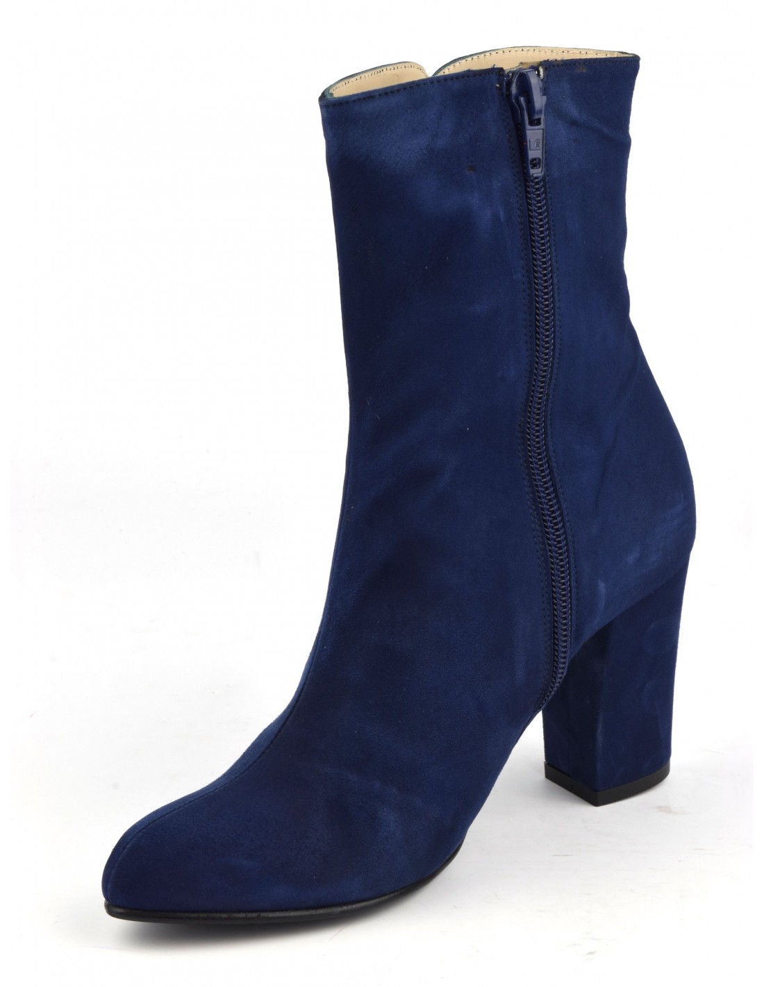 Royal blue suede leather ankle boots, high upper, MI-654, Maria Jamy