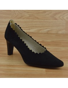 Black suede leather pumps, waves, Luacuta, J. Metayer, woman small size 32 33 34 35
