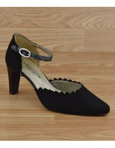 Zapatos de salón con correa de mediados de temporada en ante negro, Luacise, J. Metayer, talla pequeña para mujer
