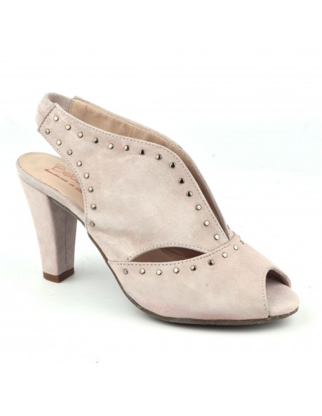 Studded sandals, suede leather, light pink, Varib, Bella B, size 33, size 34