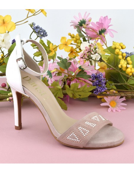 Glamorous sandals, high heels, powder pink suede leather, 8483, Dansi, woman small size