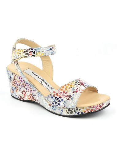 Multicolored leather wedge sandals, women small sizes