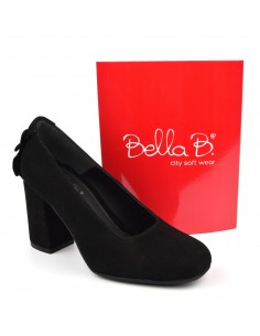 Thick heels, suede leather, black, Bleko, Bella B, size 33, size 34