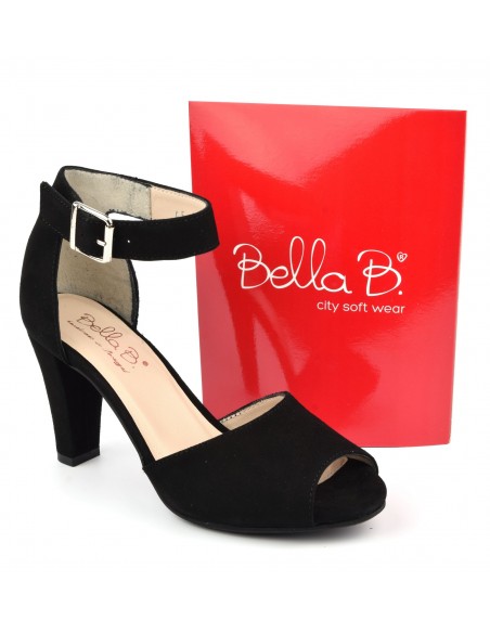 Ankle straps, suede leather, black, Varty, Bella B, size 33, size 34