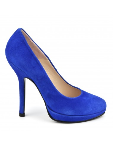 blue suede stilettos