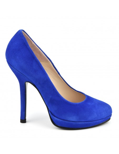Very high heels, royal blue suede, small size